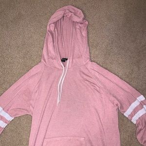 pink white stripped hoodie